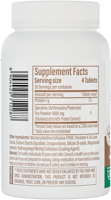 Patanjali Nutrela Spirulina 1800mg - Plant-Based Superfood Nutrition Supplement - Immune Support - 120 Vegetarian Tablets