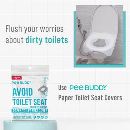 PeeBuddy Disposable Paper Toilet Seat Covers | 80 Count | Disposable Toilet Seat Covers for Women | Soft, Hygienic & Travel-Friendly Seat Covers for Public Restrooms