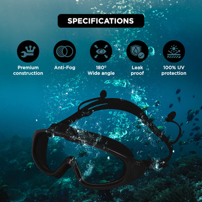 Endless EL1009 Premium Swimming Goggle with Anti-Fog and UV Protection | Material : Silicon, PU | Stylish Big Frame for more Visibility | Soft Silicone Gasket for Leak Proof | With Hard Case