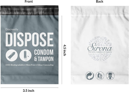 Sirona Condom & Tampon Disposal Bags | Leak-Proof, Odor-Locking Opaque Bags | Discreet Sanitary Disposal Bags for Tampons, Condoms & Small Personal Waste