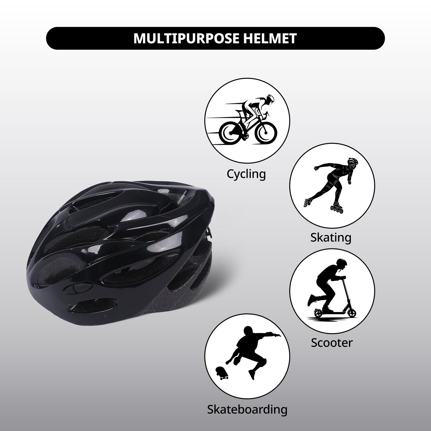 Endless EL1049 High Quality Cycle and Skates Helmet with Adjustable Strap | With Inside Cushioning Padding for Comfort | For Adults, Women and Men| Size: Free Size| Material : Polycarbonate, EPS