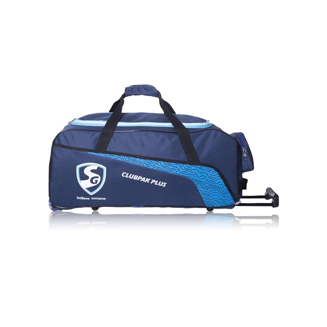 SG Cricket Kit Bag CLUBPAK Plus Trolley | NVY/Teal | Large | Polyester | Unisex | Durable Design | Spacious Storage | Easy to Carry | Trolley Style | Ideal for Cricket Gear