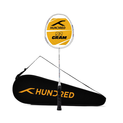 HUNDRED Powertech 200 PRO Badminton Racquet with Head Cover (Black,White,Navy Size: Standard, Grip Size:G5) | Strung | Material: Aluminium | For Intermediate Players | Weight: 95 grams | Maximum String Tension - 18-20lbs