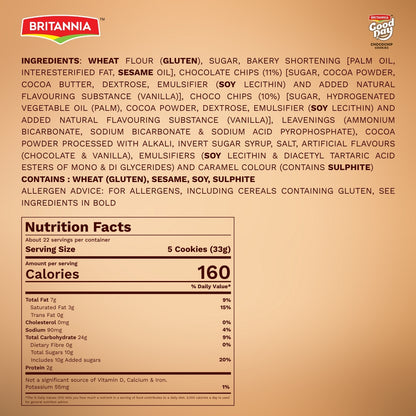 Britannia Good Day Chocochip Cookies | Family Pack -720GM | Crunchy Chocolate Chip Cookies | Perfect Snack for Tea Time & Parties