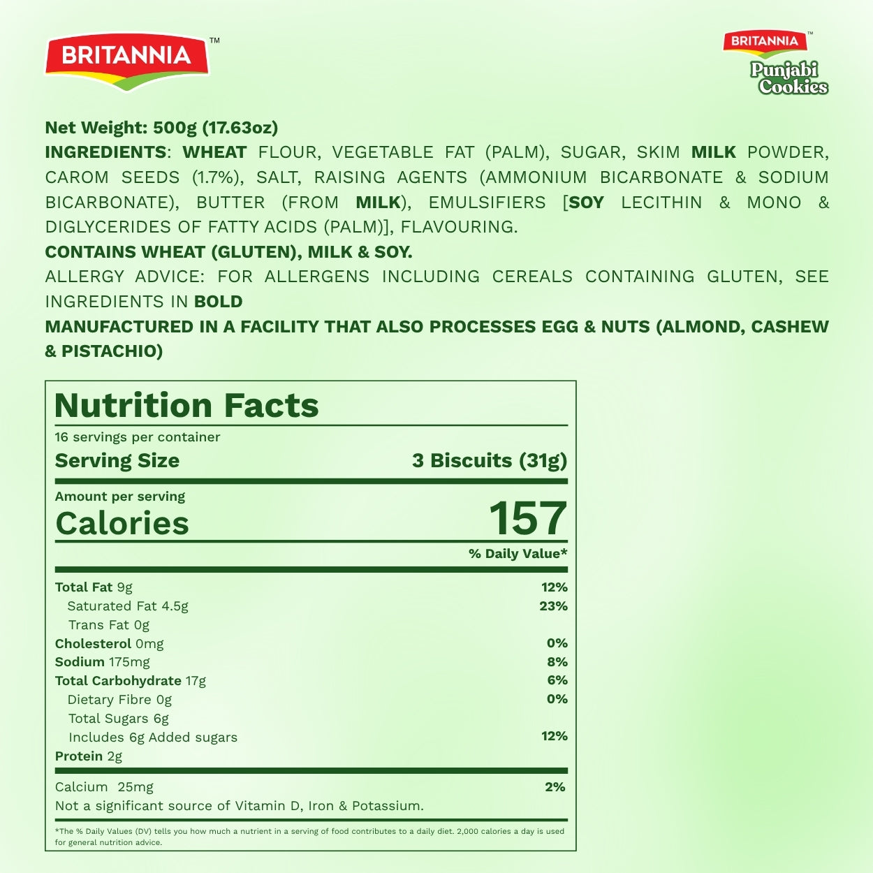 Britannia Punjabi Cookie with Aromatic Ajwain Flavor | Pack - 500GM | Traditional Indian Biscuits | Crunchy Snack Perfect with Tea or Coffee