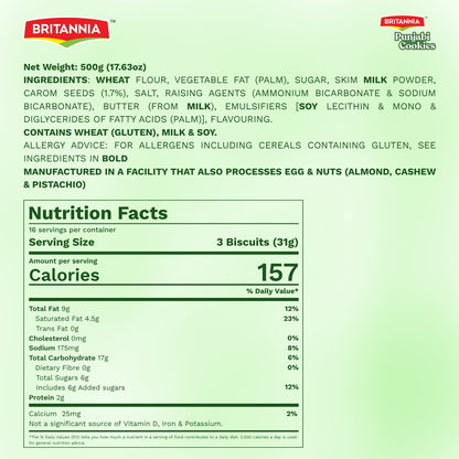 Britannia Punjabi Cookie with Aromatic Ajwain Flavor | Pack - 500GM | Traditional Indian Biscuits | Crunchy Snack Perfect with Tea or Coffee
