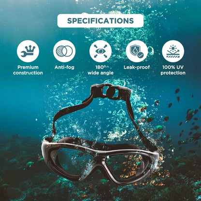 Endless EL1007 Premium Swimming Goggle with Anti-Fog and UV Protection | Material : Silicon, PU | Stylish 180 Degree Wide View Glasses | Soft Silicone Gasket for Leak Proof | With Hard Case