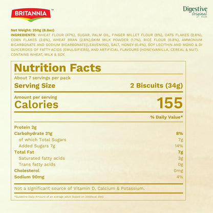 Britannia NutriChoice 5 Grain Biscuits Healthy Multigrain Snack High Fiber & Wholesome Ingredients Perfect Tea-Time or On-the-Go Treat 8.82oz (250g) (Pack of 1)