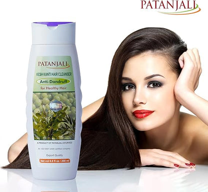 Patanjali Kesh Kanti Anti-Dandruff Hair Cleanser Shampoo, 200ml / 6.8 fl oz - (Pack of 2)
