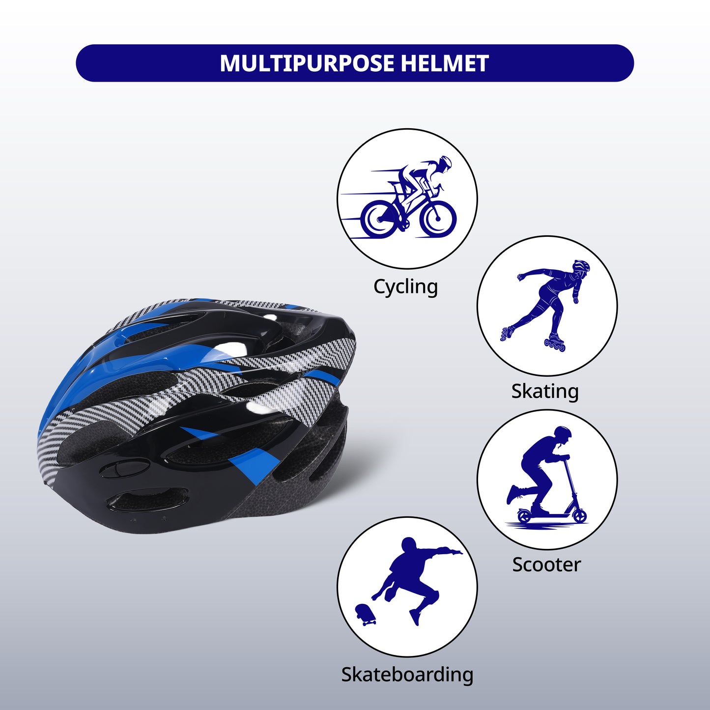 Endless EL1049 High Quality Cycle and Skates Helmet with Adjustable Strap | With Inside Cushioning Padding for Comfort | For Adults, Women and Men| Size: Free Size| Material : Polycarbonate, EPS