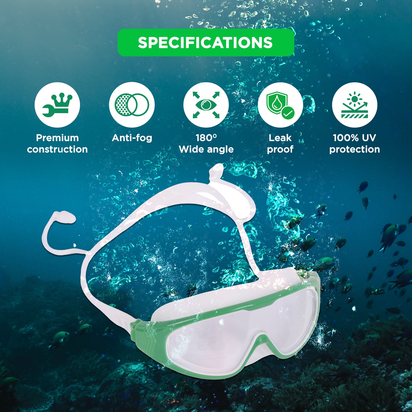 Endless EL1009 Premium Swimming Goggle with Anti-Fog and UV Protection | Material : Silicon, PU | Stylish Big Frame for more Visibility | Soft Silicone Gasket for Leak Proof | With Hard Case