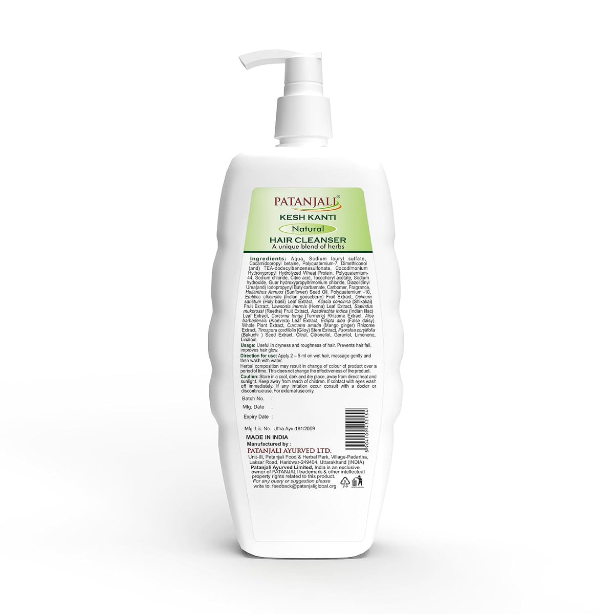 Patanjali Kesh Kanti Natural Shampoo 15.21 flOz | Herbal Ayurvedic Hair Cleanser with Amla, Shikakai, Neem & Aloe Vera | Gently Cleanses Scalp, Helps Reduce Hair Fall & Dandruff