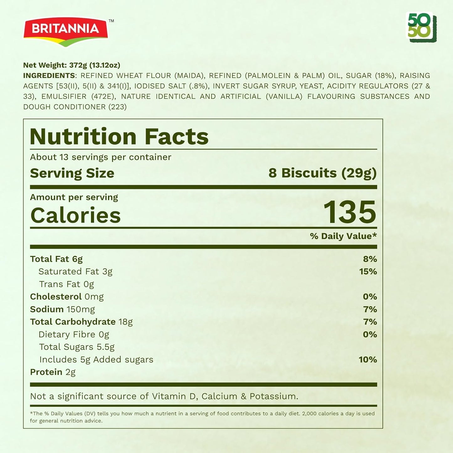 Britannia 50-50 Maska Chaska Biscuits Family Pack Buttery Masala Flavor Light & Crispy Tea-Time Snack 21.2oz (600g) Pack of 2