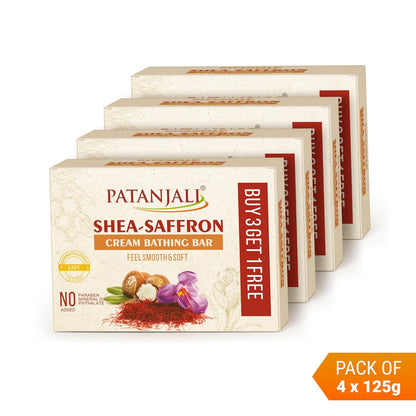 Shea Saffron Cream Bath Bar Soap 125g | Moisturizing Body Cleansing Bar | Pack of 4