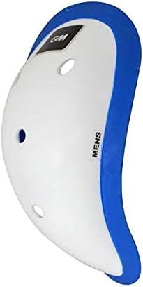 GM Anatomically Cricket Abdominal Guard | Color: White-Blue | Size: Mens | Material: Plastic | for Mens Use | Ergonomically Shaped | Padded Guard during Training and Matches | Lightweight & Durable