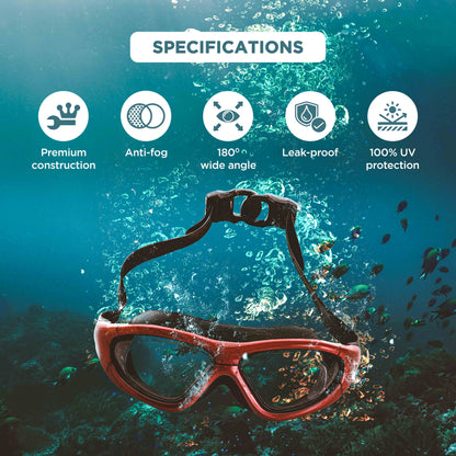 Endless EL1007 Premium Swimming Goggle with Anti-Fog and UV Protection | Material : Silicon, PU | Stylish 180 Degree Wide View Glasses | Soft Silicone Gasket for Leak Proof | With Hard Case