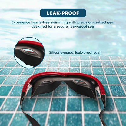 Endless EL1007 Premium Swimming Goggle with Anti-Fog and UV Protection | Material : Silicon, PU | Stylish 180 Degree Wide View Glasses | Soft Silicone Gasket for Leak Proof | With Hard Case