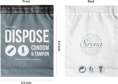 Sirona Condom & Tampon Disposal Bags | Leak-Proof, Odor-Locking Opaque Bags | Discreet Sanitary Disposal Bags for Tampons, Condoms & Small Personal Waste