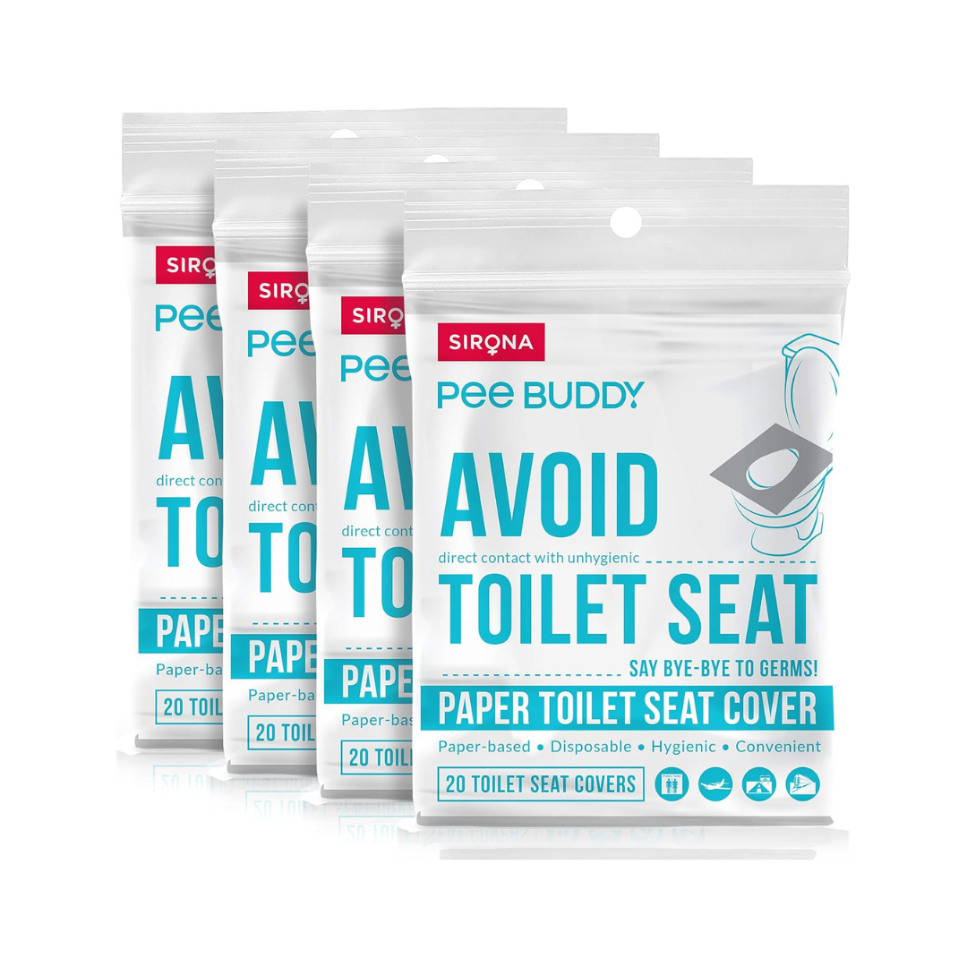 PeeBuddy Disposable Paper Toilet Seat Covers | 80 Count | Disposable Toilet Seat Covers for Women | Soft, Hygienic & Travel-Friendly Seat Covers for Public Restrooms