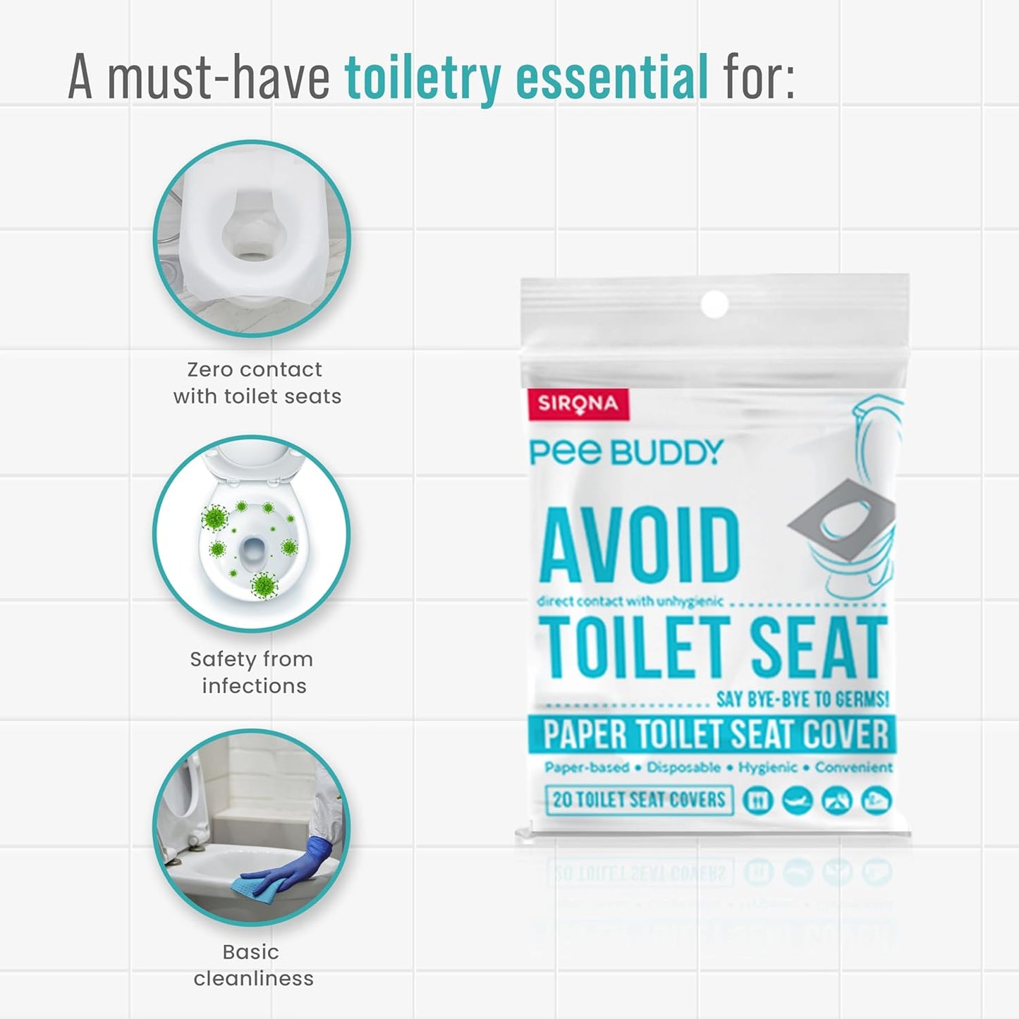 PeeBuddy Disposable Paper Toilet Seat Covers | 80 Count | Disposable Toilet Seat Covers for Women | Soft, Hygienic & Travel-Friendly Seat Covers for Public Restrooms