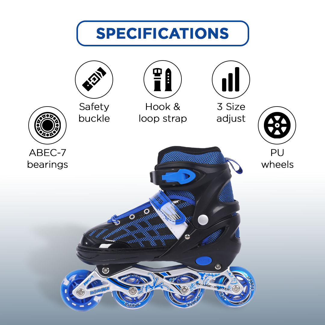 Endless EL1025 Inline Adjustable Skates | Aluminium Chassis and 70 mm PU Wheels | Front Wheel Flash, ABEC 7 Bearings | In-Outdoor