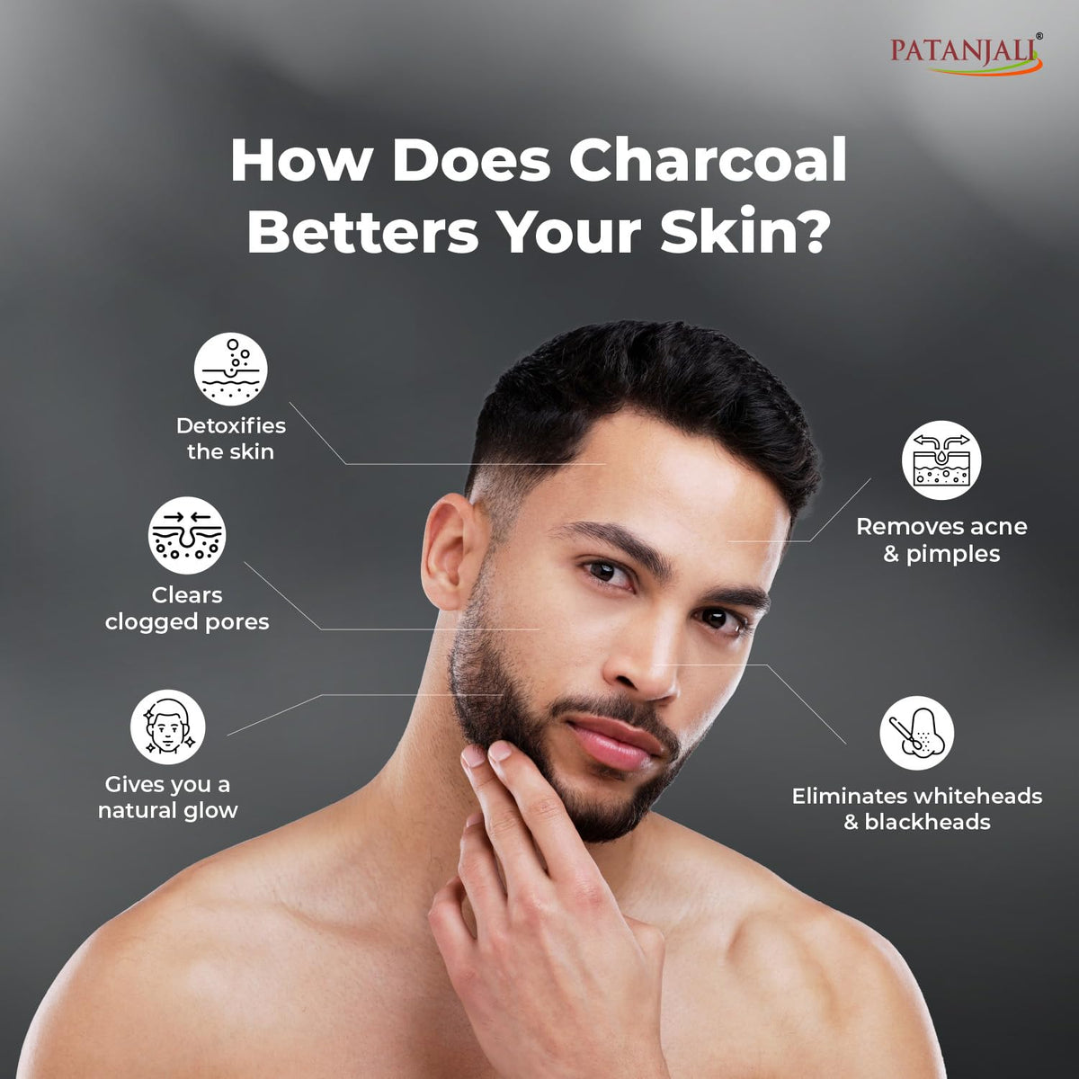 Patanjali Turmeric Charcoal Body Cleanser Bar 125g | Detoxifying Herbal Soap with Activated Charcoal & Turmeric | Deep Cleansing for Oily, Acne‑Prone & Dull Skin