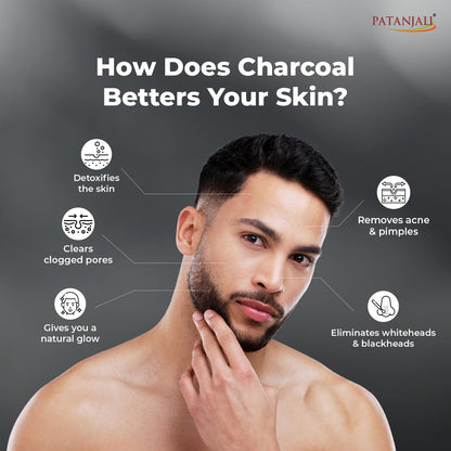 Patanjali Turmeric Charcoal Body Cleanser Bar 125g | Detoxifying Herbal Soap with Activated Charcoal & Turmeric | Deep Cleansing for Oily, Acne‑Prone & Dull Skin