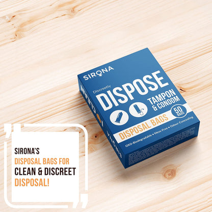 Sirona Condom & Tampon Disposal Bags | Leak-Proof, Odor-Locking Opaque Bags | Discreet Sanitary Disposal Bags for Tampons, Condoms & Small Personal Waste