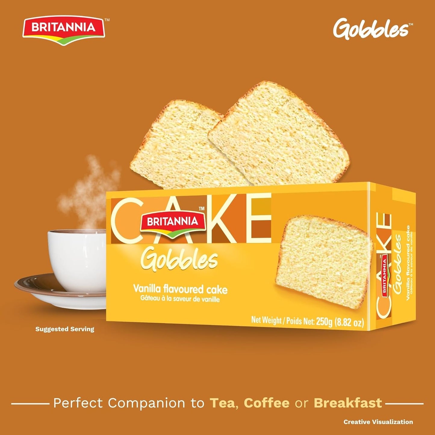 Britannia Vanilla Flavored Cake Soft & Moist Eggless Dessert Perfect Snack for Kids & Tea Time 7.05oz (200g)