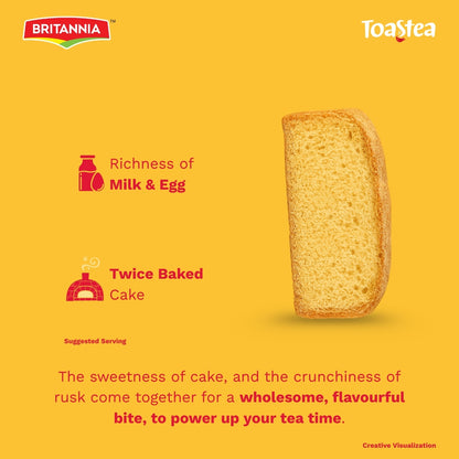 Britannia Cake Rusk Smooth & Soft Twice-Baked Cake Made with Milk & Egg | Delicious Snack for Breakfast & Tea Time 19.4oz (550g) Pack of 1