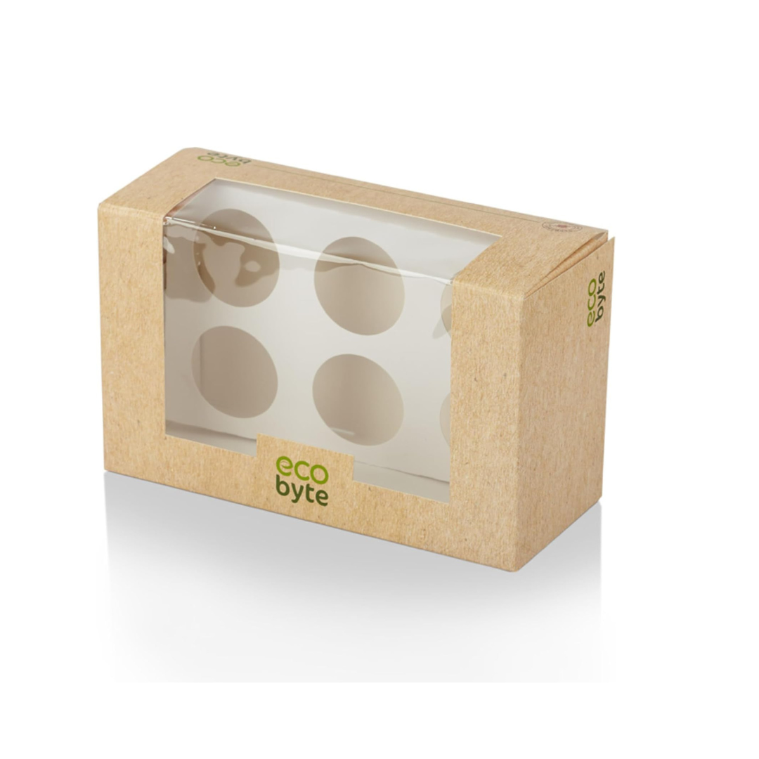 EcoByte ITC Cupcake Box with Window & Inserts | 10x6x4 Inch | Pack of 20 | Cupcake Transport Box for Parties, Gifting, or Bakery Displays | Sturdy and Presentable