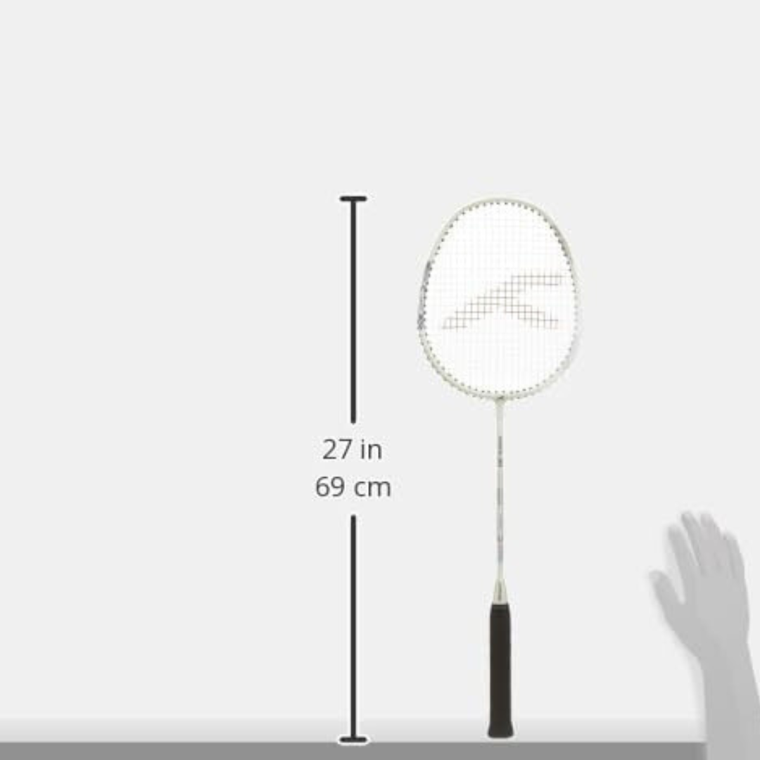 HUNDRED Powertech 200 PRO Badminton Racquet with Head Cover (Black,White,Navy Size: Standard, Grip Size:G5) | Strung | Material: Aluminium | For Intermediate Players | Weight: 95 grams | Maximum String Tension - 18-20lbs