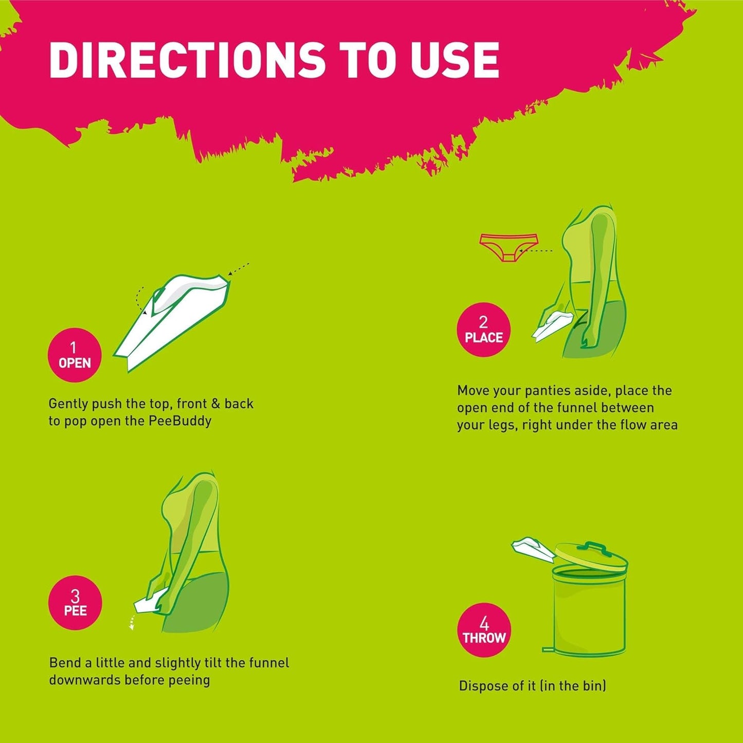 Sirona PeeBuddy Portable Female Urination Device | Disposable Female Urinal Funnel | Foldable, Waterproof & Hygienic | Ideal for Travel, Camping, Hiking, Road Trips & Public Restrooms