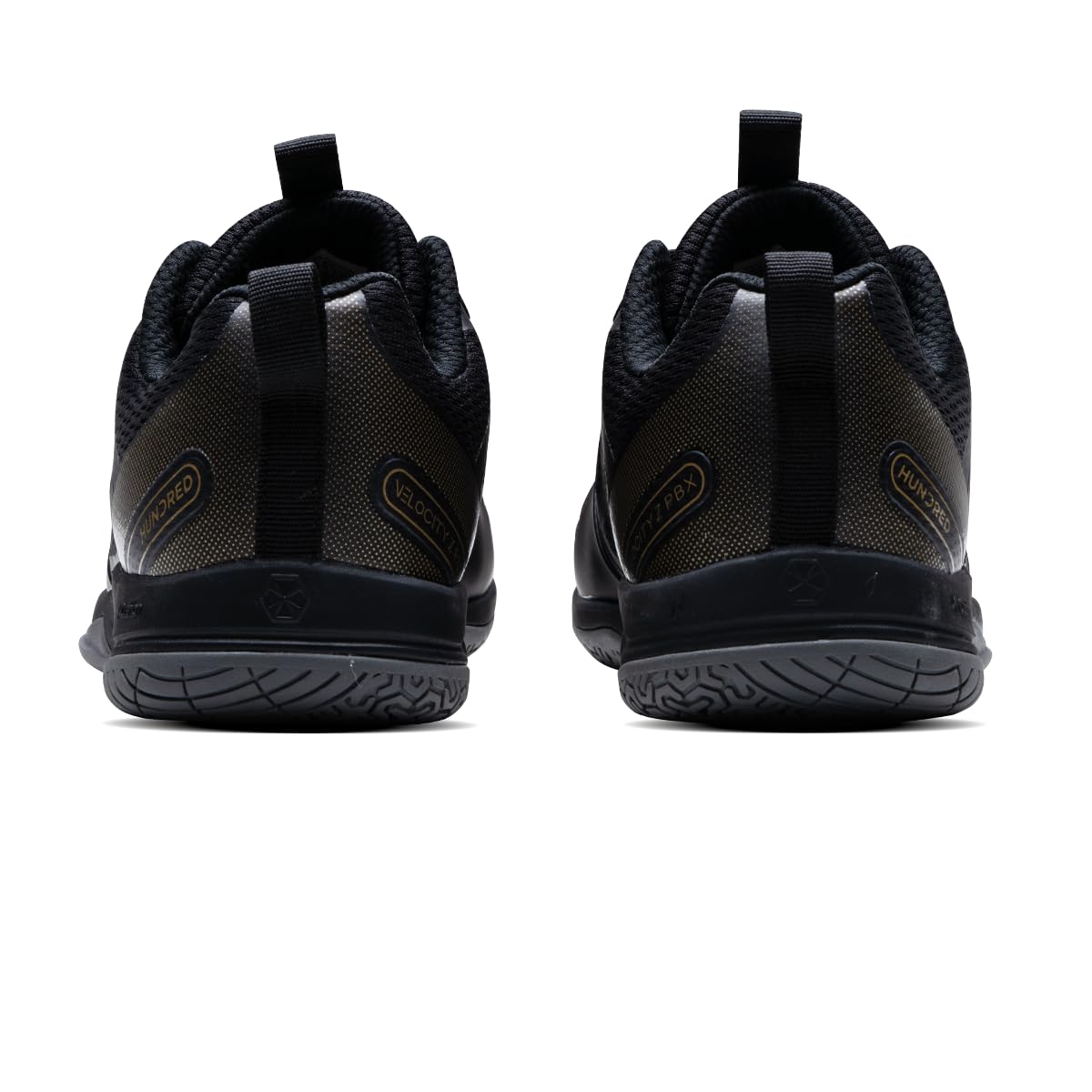 Hundred Velocity Z PBX Unisex Non-Marking Pickleball Shoes | Lightweight Comfort and Cushioned Grip for Indoor & Outdoor Court Play (Black/Gold)