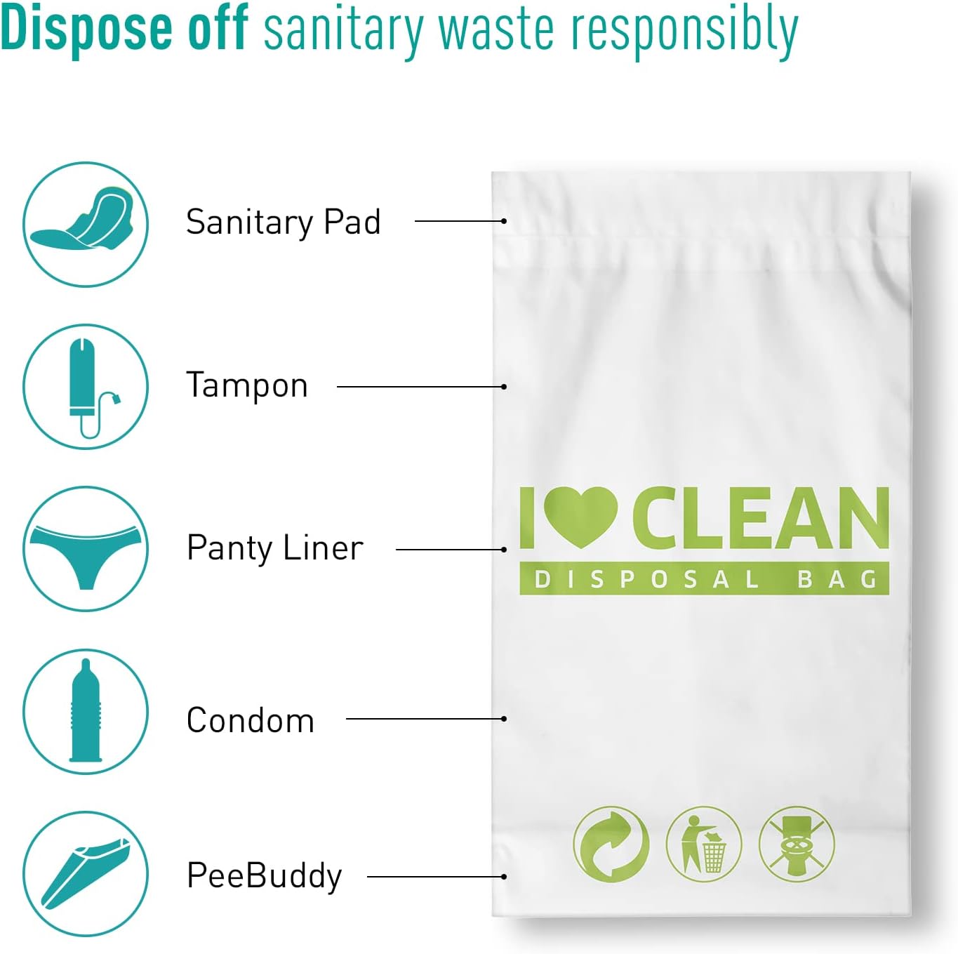 Sirona Personal Disposal Bags | Leak-Proof, Odor-Sealing & Oxo-Biodegradable Hygiene Disposal Bags | Discreet Bags for Sanitary Pads, Tampons, Panty Liners, Condoms & Personal Waste