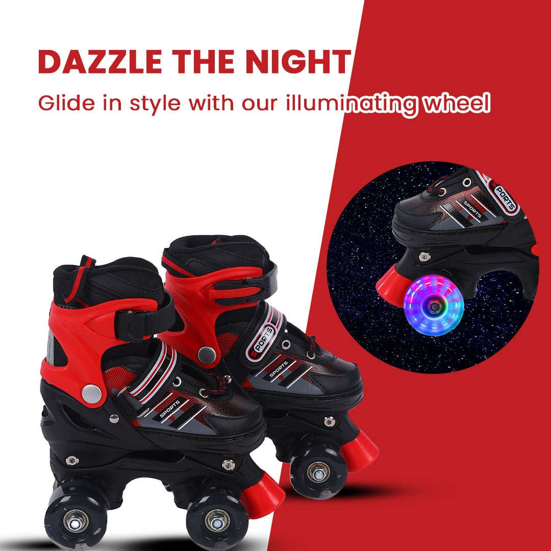 Endless EL1029 Adjustable Roller Skates for 3 to 6 Years | Strong Chassis and 70 mm PU Four Flashing Wheels | ABEC 7 Bearings | Indoor and Outdoor