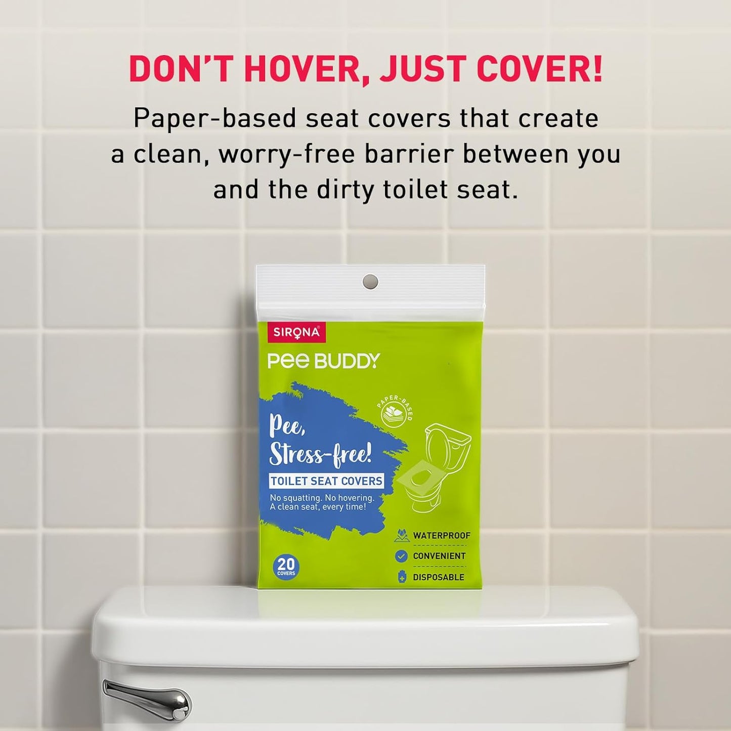 PEE BUDDY Flushable Disposable Toilet Seat Covers | Pack of 20 | Hygienic Paper Toilet Seat Covers for Women, Kids & Pregnant Women | Travel-Friendly for Public Restrooms