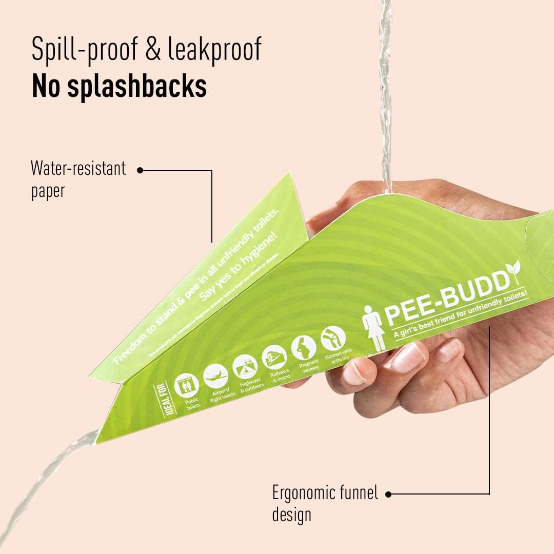 Sirona PeeBuddy Portable Female Urination Device | Disposable Female Urinal Funnel | Foldable, Waterproof & Hygienic | Ideal for Travel, Camping, Hiking, Road Trips & Public Restrooms