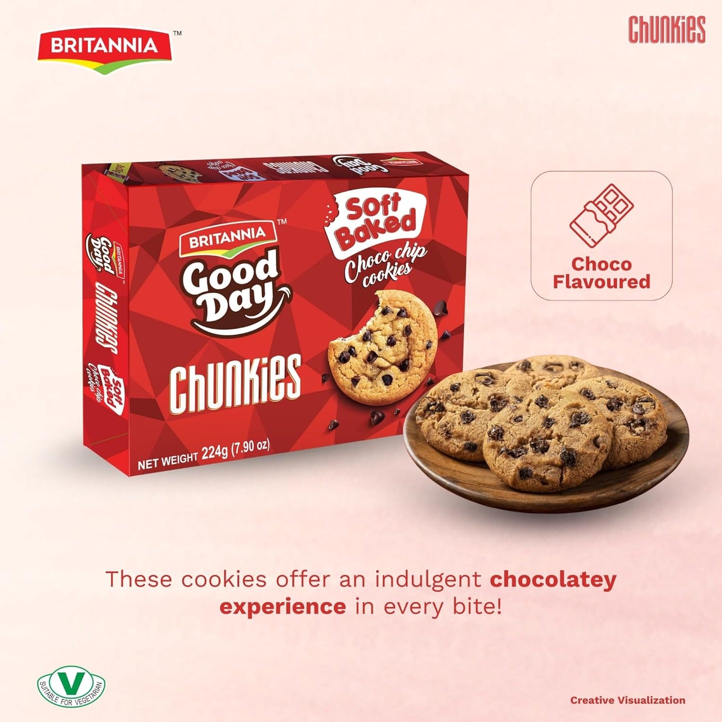 Britannia Good Day Soft Baked Choco Chip Cookies Rich Chocolate Flavor Soft & Chewy Snack Perfect for Kids & Adults 7.05oz (200g)