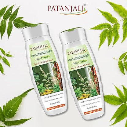 patanjali Kesh Kanti Milk Protein Hair Cleanser Shampoo, 200ml / 6.8 fl oz - (Pack of 2)
