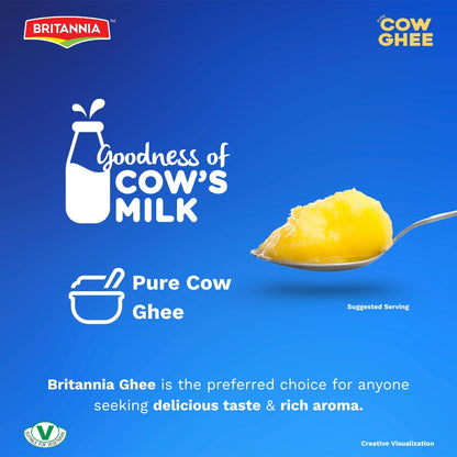 Britannia Pure Ghee Traditional Clarified Butter Rich Aroma & Flavor Ideal for Cooking, Baking & Frying 32oz (907g) Pack of 1