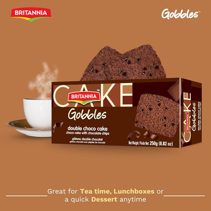 Britannia Double Chocolate Flavored Cake Rich & Moist Eggless Dessert Perfect Snack for Kids & Tea Time 7.05oz (200g)