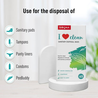 Sirona Personal Disposal Bags | Leak-Proof, Odor-Sealing & Oxo-Biodegradable Hygiene Disposal Bags | Discreet Bags for Sanitary Pads, Tampons, Panty Liners, Condoms & Personal Waste