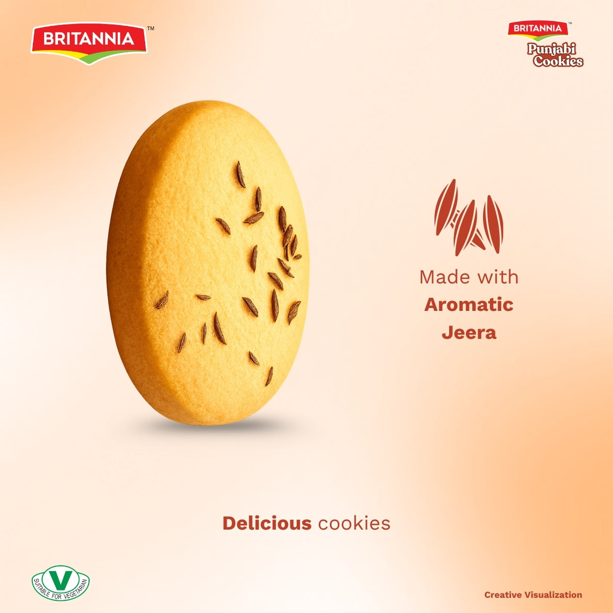 Britannia Punjabi Jeera Eggless Cookies 500Gm | Traditional Indian Biscuits Savory Cumin Seed Flavor Crunchy Snack | Perfect with Tea or Coffee