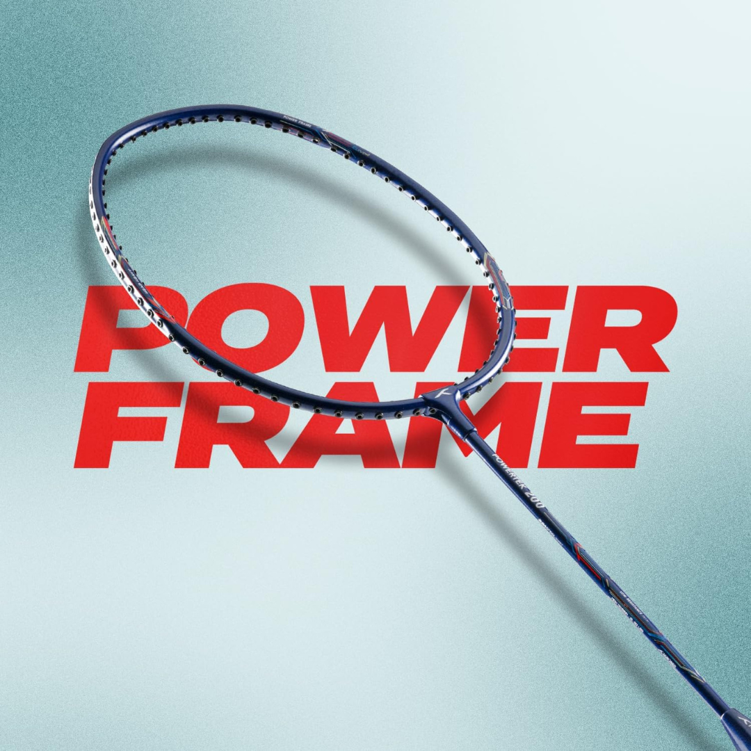 HUNDRED Powertech 200 PRO Badminton Racquet with Head Cover (Black,White,Navy Size: Standard, Grip Size:G5) | Strung | Material: Aluminium | For Intermediate Players | Weight: 95 grams | Maximum String Tension - 18-20lbs
