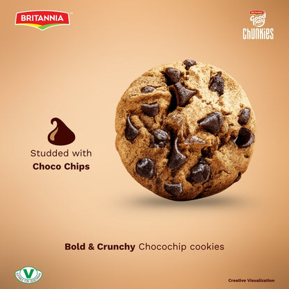 Britannia Good Day Chunkies Cookies Loaded with Choco Chips Crunchy | Pack- 75 GM