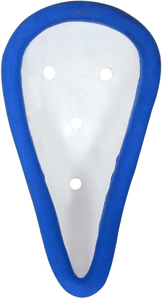 GM Anatomically Cricket Abdominal Guard | Color: White-Blue | Size: Mens | Material: Plastic | for Mens Use | Ergonomically Shaped | Padded Guard during Training and Matches | Lightweight & Durable