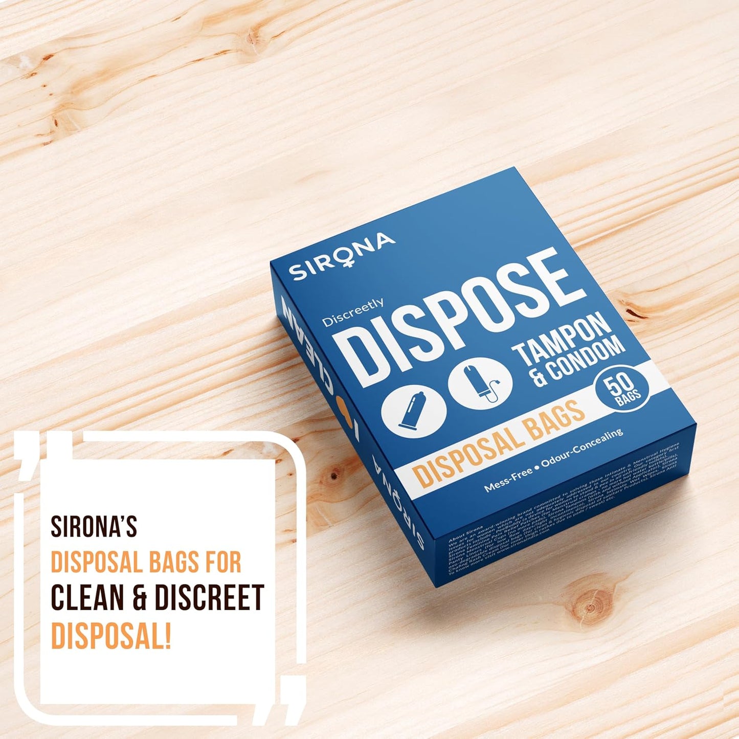 Sirona Condom & Tampon Disposal Bags | Leak-Proof, Odor-Locking Opaque Bags | Discreet Sanitary Disposal Bags for Tampons, Condoms & Small Personal Waste