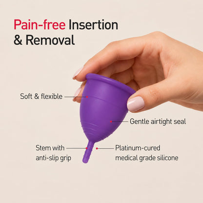 Sirona Reusable Menstrual Cup | Medical-Grade Silicone | Ultra-Soft, Leak-Proof & Reusable Period Cup with Storage Pouch | Tampon & Pad Alternative