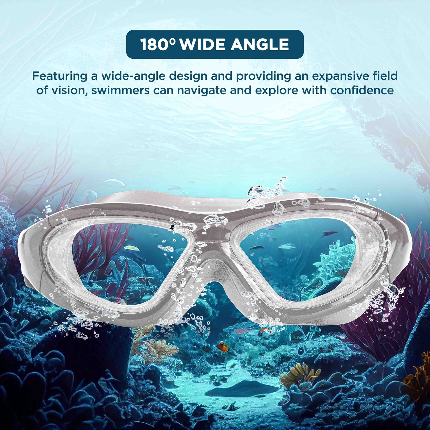 Endless EL1007 Premium Swimming Goggle with Anti-Fog and UV Protection | Material : Silicon, PU | Stylish 180 Degree Wide View Glasses | Soft Silicone Gasket for Leak Proof | With Hard Case